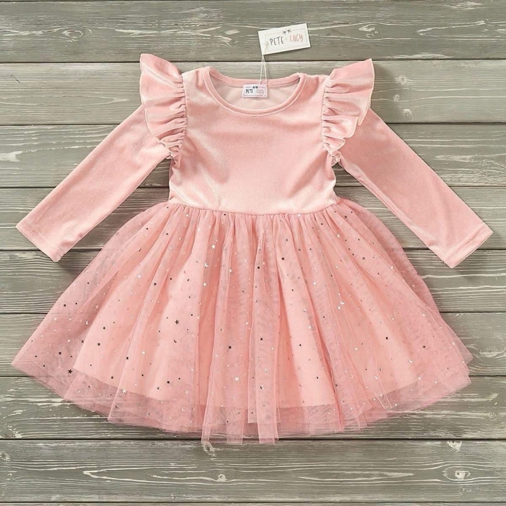 Pink Ruffled Kids Casual Dress